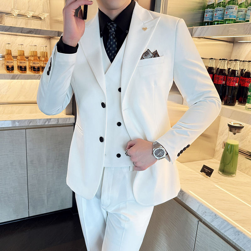 Men'S Formal Dinner Wear - Beyaz Erkek Takım Elbise 3 Parça