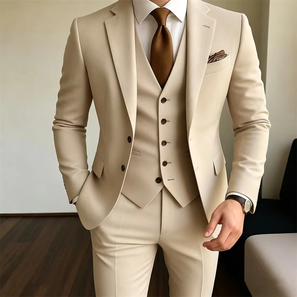Men Formal Party Wear Outfit - Haki Erkek Takım Elbise 3 Parça