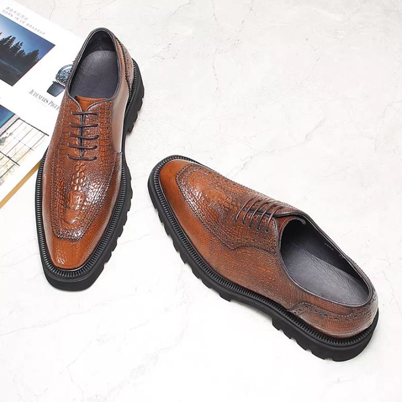 High End Men'S Formal Wear - Erkekler İçin Lüks Timsah Desenli Deri