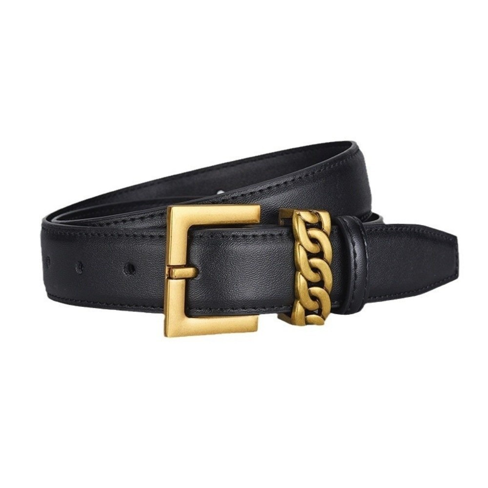 Formal Belt Leather Thin - Moda 2,3 cm Genişliğinde Deri Kemer,