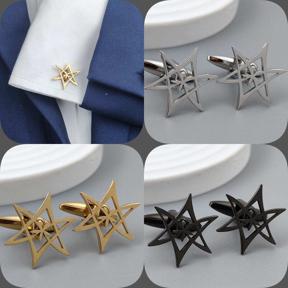 Men'S Gothic Formal Wear - Altıgen yıldız altın kaplama kol düğmeleri,