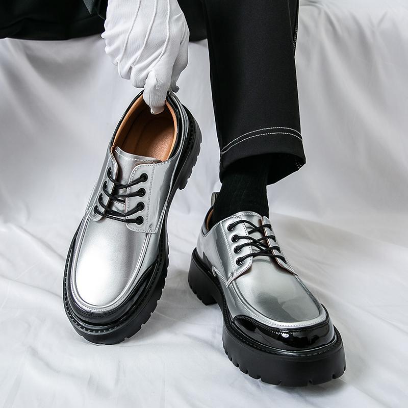 Large Men Formal Wear - Büyük erkek rahat deri ayakkabı yuvarlak