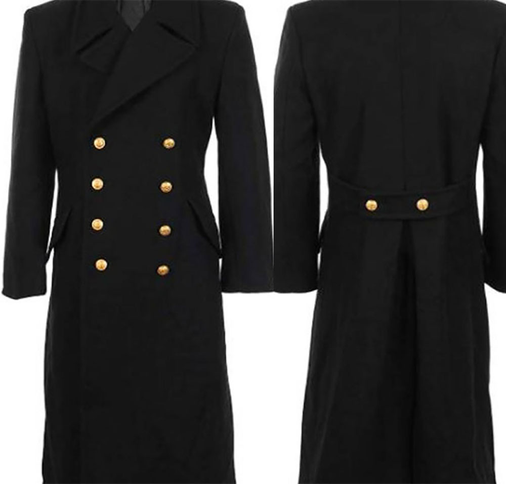 Large Men Formal Wear - Erkekler İçin Klasik Siyah Trençkotlar, Yünlü