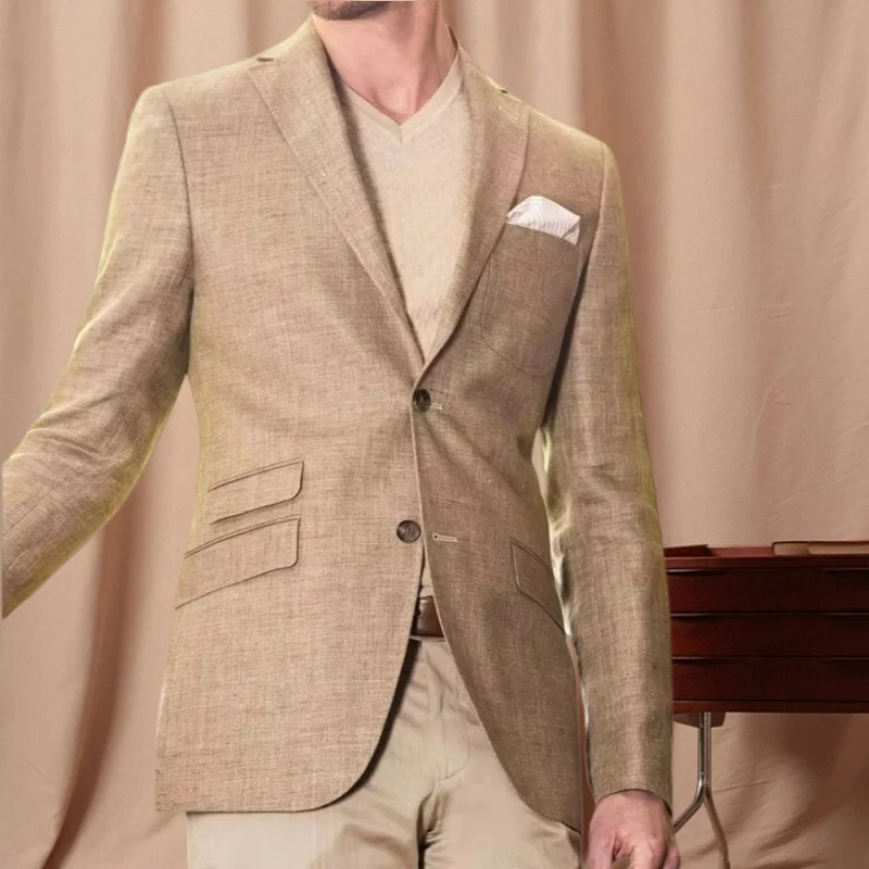 High End Men'S Formal Wear - Erkek Keten Blazer Ceket ve Pantolon