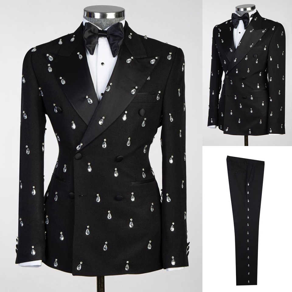 Large Men Formal Wear - Büyük Kristal Damat Düğün Smokin 2