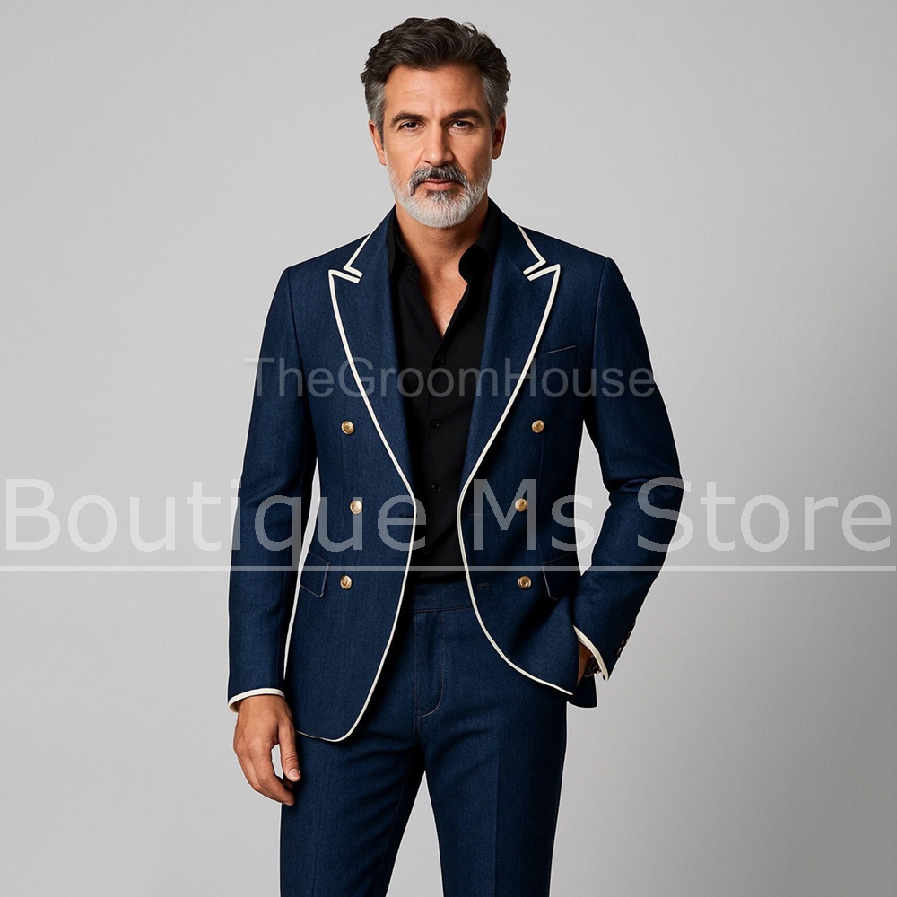 Erkek Denim Kruvaze İki Parçal - Men Formal Party Wear Outfit incelemesi ve fiyatı