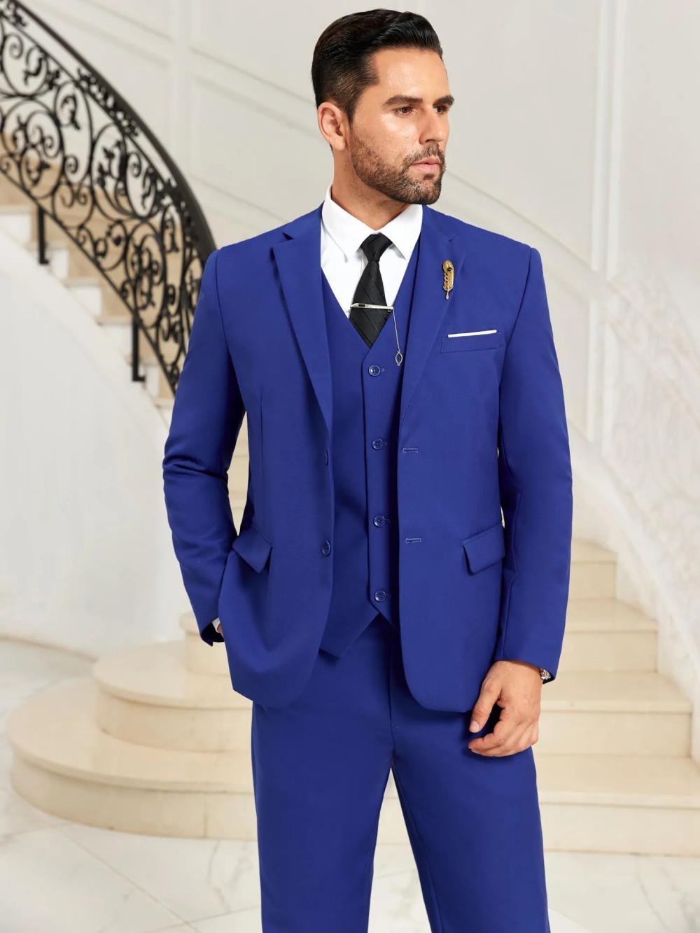 Yeni Mavi Erkek Slim Fit Takım - Men Formal Party Wear Outfit incelemesi ve fiyatı